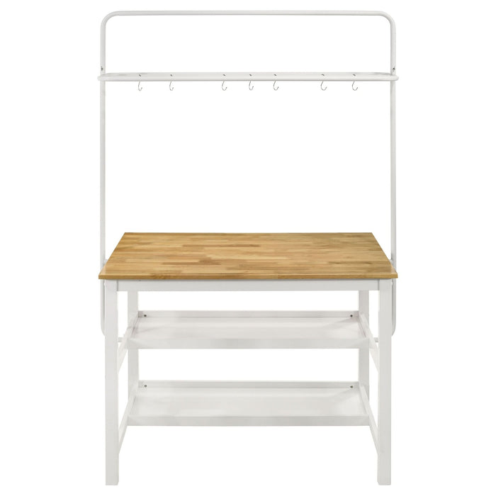 Edgeworth Kitchen Island Counter Table with Pot Rack White - Walo Furniture