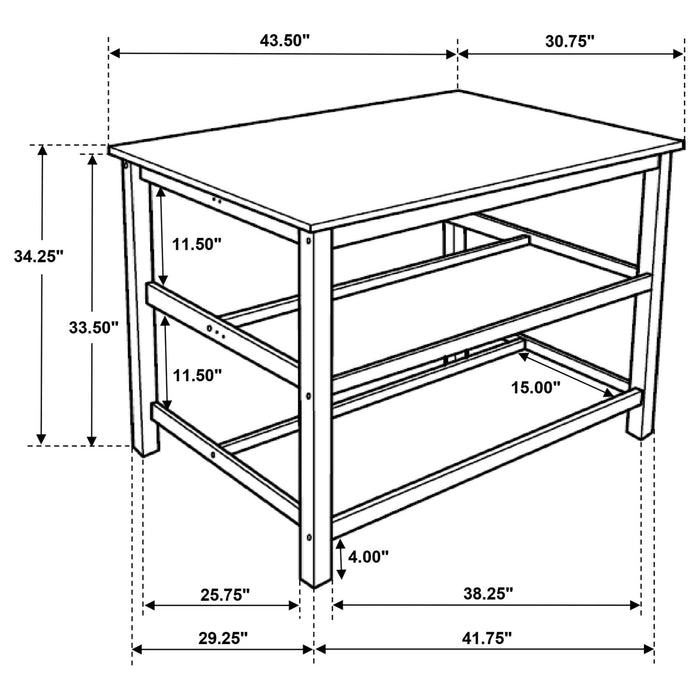 Edgeworth Kitchen Island Counter Table with Pot Rack White - Walo Furniture