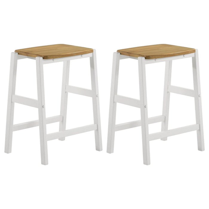 Edgeworth Wood Backless Counter Stool White (Set of 2) - Walo Furniture