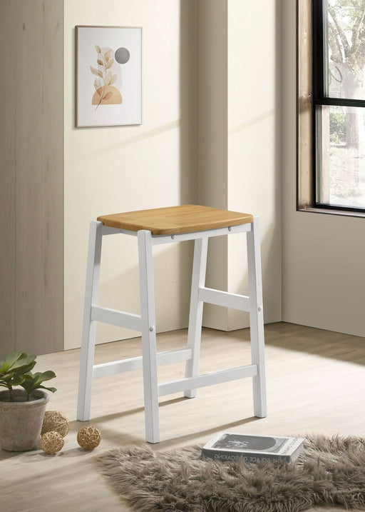 Edgeworth Wood Backless Counter Stool White (Set of 2) - Walo Furniture