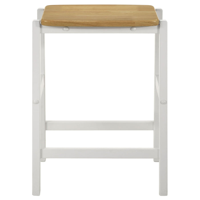 Edgeworth Wood Backless Counter Stool White (Set of 2) - Walo Furniture