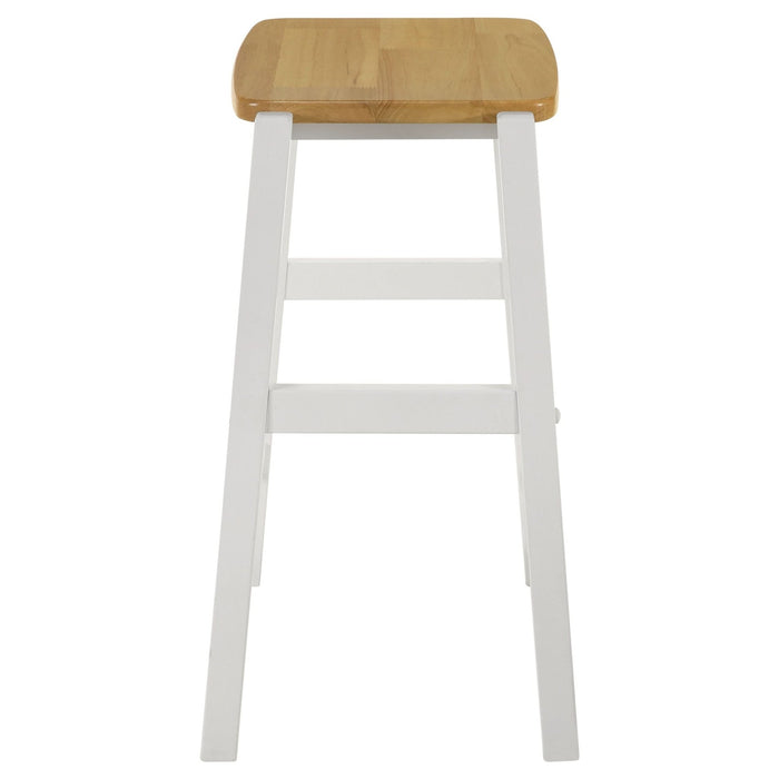 Edgeworth Wood Backless Counter Stool White (Set of 2) - Walo Furniture