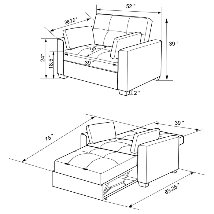 Edith Upholstered Convertible Sleeper Sofa Bed Beige - Walo Furniture