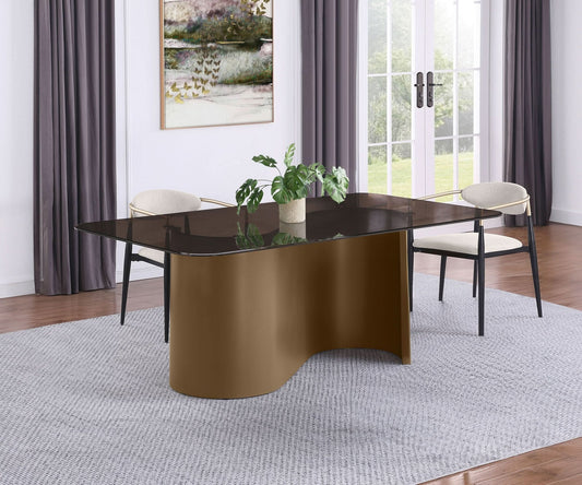 Edson 72 - inch Rectangular Glass Top Dining Table Bronze - Walo Furniture