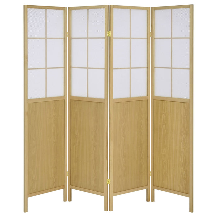 Edwards 4 - Panel Room Divider Folding Shoji Screen Natural - Walo Furniture