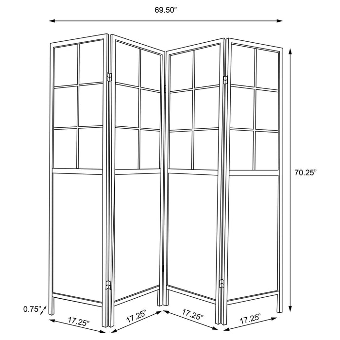 Edwards 4 - Panel Room Divider Folding Shoji Screen Natural - Walo Furniture