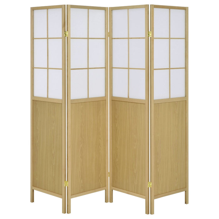 Edwards 4 - Panel Room Divider Folding Shoji Screen Natural - Walo Furniture