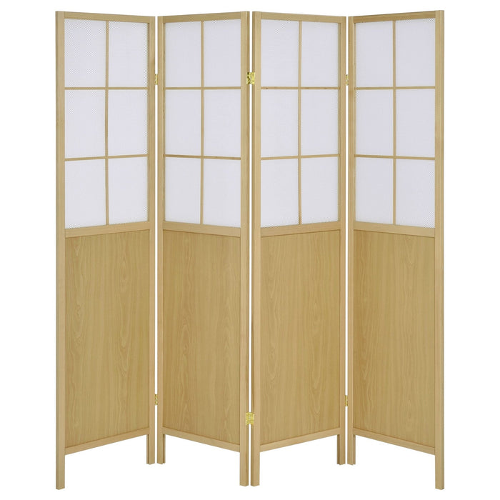 Edwards 4 - Panel Room Divider Folding Shoji Screen Natural - Walo Furniture