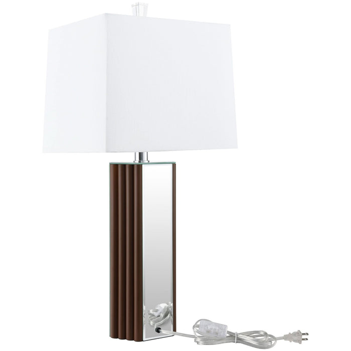 Elena 30 - inch Square Tapered Mirrored Table Lamp Brown - Walo Furniture