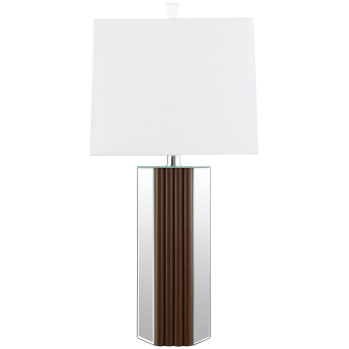 Elena 30 - inch Square Tapered Mirrored Table Lamp Brown - Walo Furniture