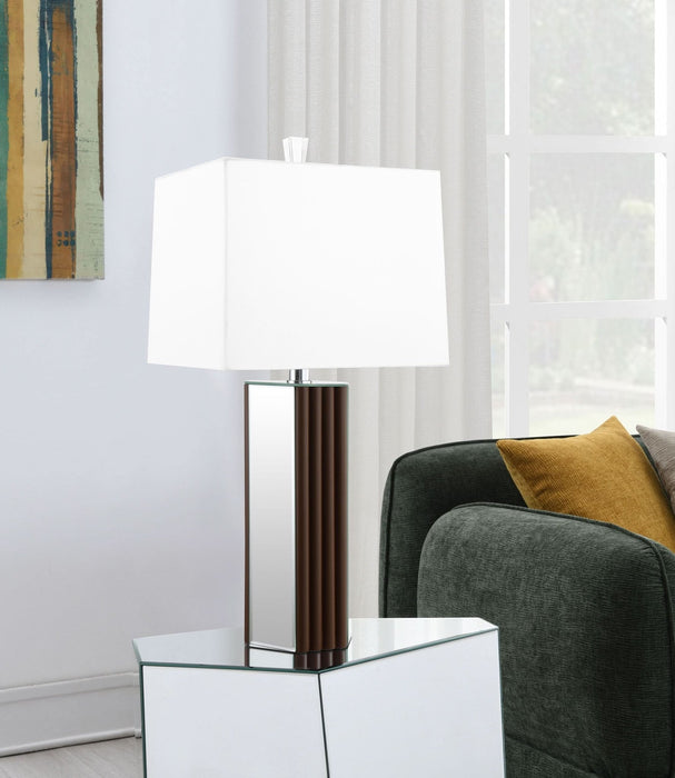 Elena 30 - inch Square Tapered Mirrored Table Lamp Brown - Walo Furniture