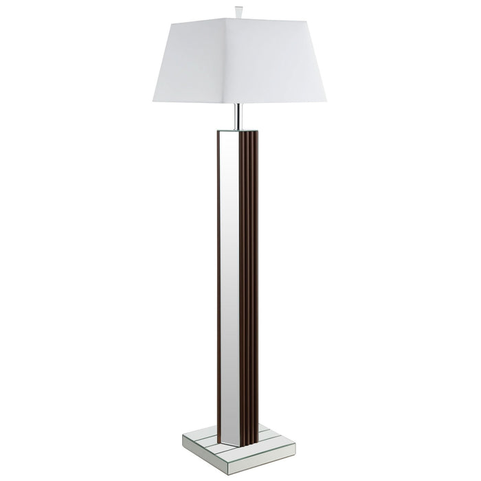 Elena 67 - inch Square Tapered Mirrored Floor Lamp Brown - Walo Furniture