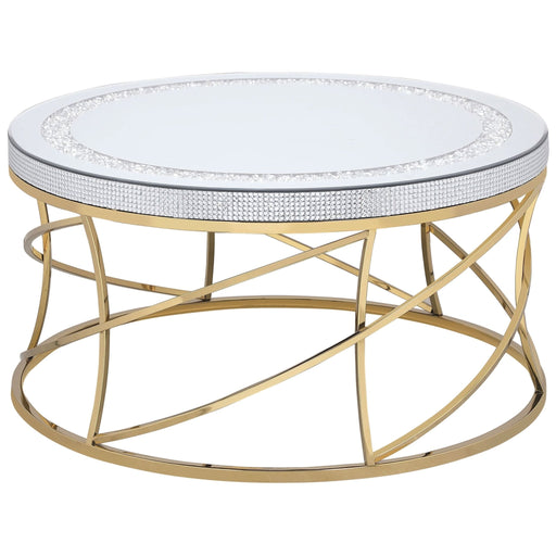 Elise Round Mirror Top Stainless Steel Coffee Table Gold - Walo Furniture