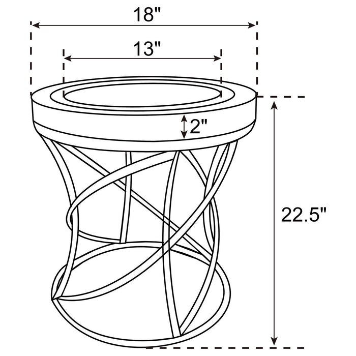 Elise Round Mirror Top Stainless Steel End Table Gold - Walo Furniture