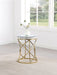 Elise Round Mirror Top Stainless Steel End Table Gold - Walo Furniture