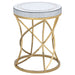 Elise Round Mirror Top Stainless Steel End Table Gold - Walo Furniture