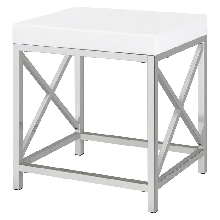 Eliza Vanity Set with Lighting & Stool White and Chrome - Walo Furniture