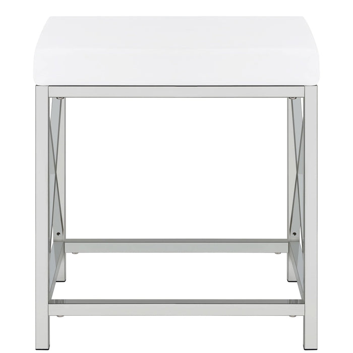 Eliza Vanity Set with Lighting & Stool White and Chrome - Walo Furniture