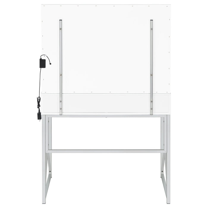 Eliza Vanity Set with Lighting & Stool White and Chrome - Walo Furniture