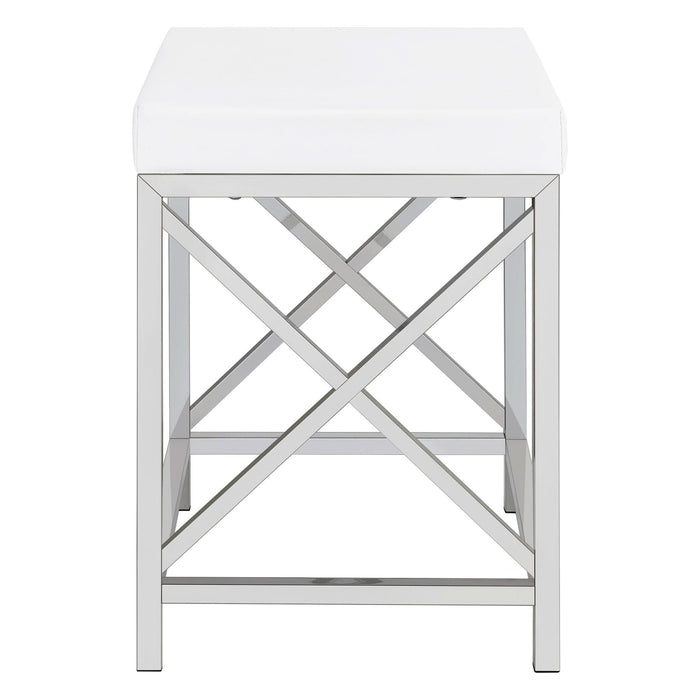 Eliza Vanity Set with Lighting & Stool White and Chrome - Walo Furniture