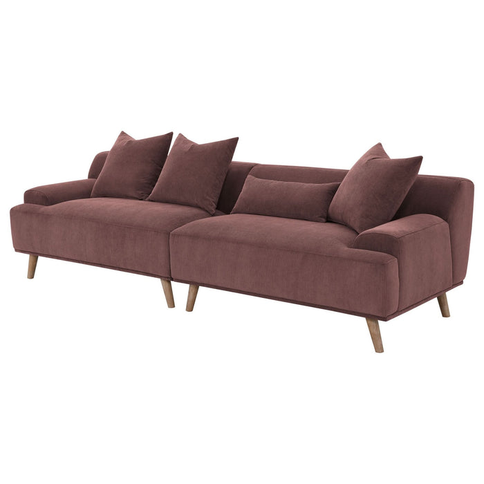 Elizabeth Corduroy Upholstered Extra Long Sofa Wine Red - Walo Furniture