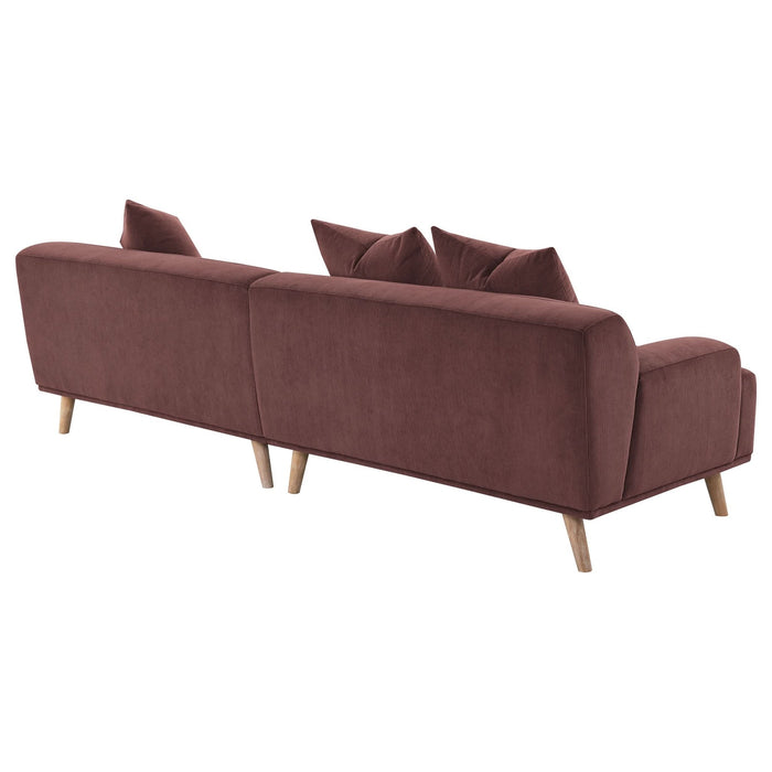 Elizabeth Corduroy Upholstered Extra Long Sofa Wine Red - Walo Furniture