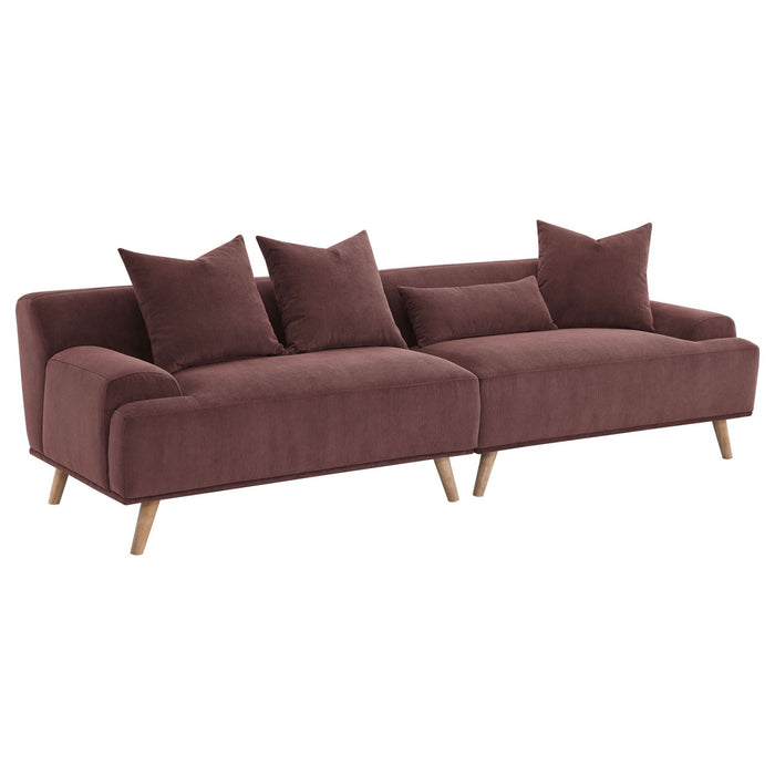 Elizabeth Corduroy Upholstered Extra Long Sofa Wine Red - Walo Furniture