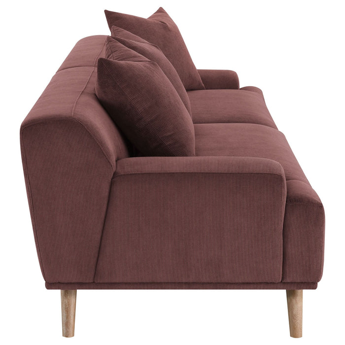 Elizabeth Corduroy Upholstered Extra Long Sofa Wine Red - Walo Furniture