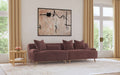 Elizabeth Corduroy Upholstered Extra Long Sofa Wine Red - Walo Furniture