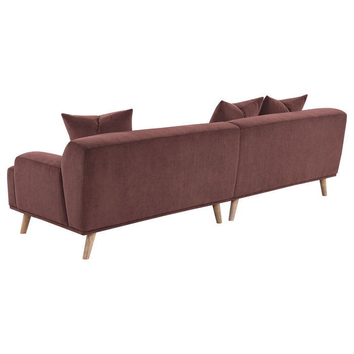 Elizabeth Corduroy Upholstered Extra Long Sofa Wine Red - Walo Furniture