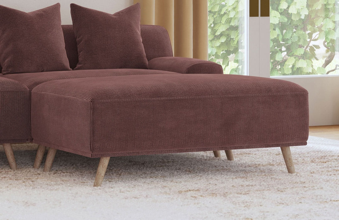 Elizabeth Corduroy Upholstered Ottoman Wine Red - Walo Furniture