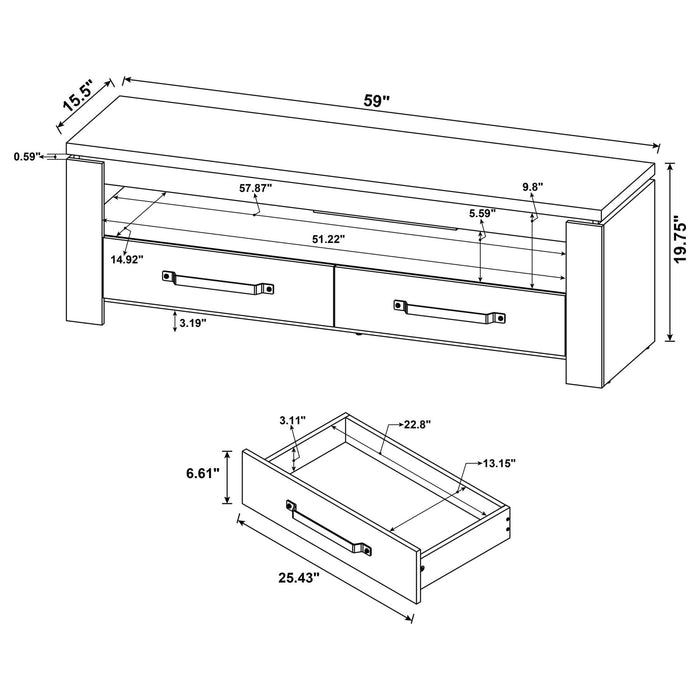 Elkton 2 - drawer Engineered Wood 59" TV Stand Mango - Walo Furniture