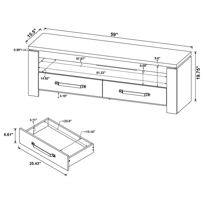 Elkton 2 - drawer Engineered Wood 59" TV Stand Mango - Walo Furniture