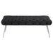 Ella Upholstered Tufted Bench Stainless Steel Legs Black - Walo Furniture