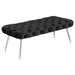 Ella Upholstered Tufted Bench Stainless Steel Legs Black - Walo Furniture