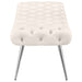 Ella Upholstered Tufted Bench Stainless Steel Legs Ivory - Walo Furniture