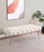 Ella Upholstered Tufted Bench Stainless Steel Legs Ivory - Walo Furniture