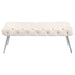 Ella Upholstered Tufted Bench Stainless Steel Legs Ivory - Walo Furniture