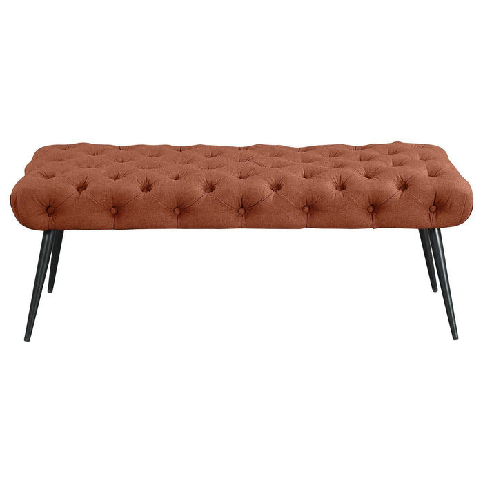 Ella Upholstered Tufted Bench Stainless Steel Legs Rust - Walo Furniture