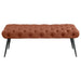 Ella Upholstered Tufted Bench Stainless Steel Legs Rust - Walo Furniture