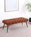 Ella Upholstered Tufted Bench Stainless Steel Legs Rust - Walo Furniture