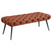 Ella Upholstered Tufted Bench Stainless Steel Legs Rust - Walo Furniture