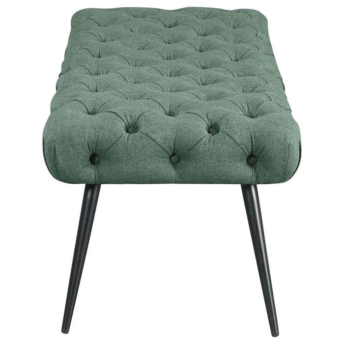 Ella Upholstered Tufted Bench Stainless Steel Legs Teal - Walo Furniture