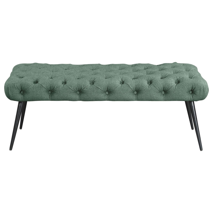 Ella Upholstered Tufted Bench Stainless Steel Legs Teal - Walo Furniture