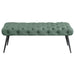 Ella Upholstered Tufted Bench Stainless Steel Legs Teal - Walo Furniture