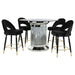 Ellie 5 - piece Mirrored Counter Height Dining Table Set Black - Walo Furniture