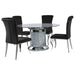 Ellie 5 - piece Mirrored Pedestal Dining Table Set Black - Walo Furniture