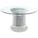 Ellie 5 - piece Mirrored Pedestal Dining Table Set Grey - Walo Furniture