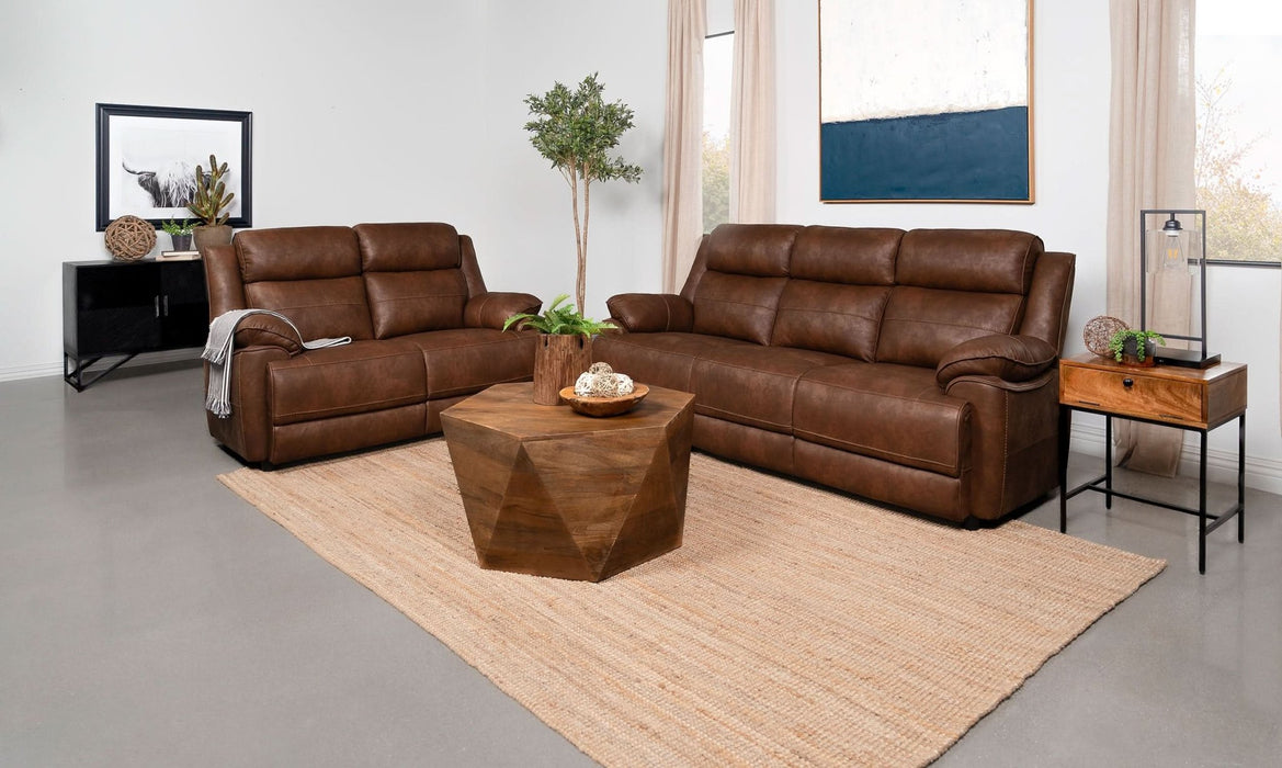 Ellington 2 - piece Upholstered Padded Arm Sofa Set Dark Brown - Walo Furniture