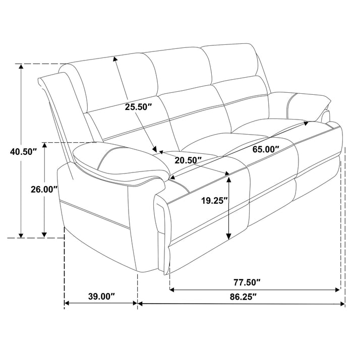 Ellington 3 - piece Upholstered Padded Arm Sofa Set Dark Brown - Walo Furniture